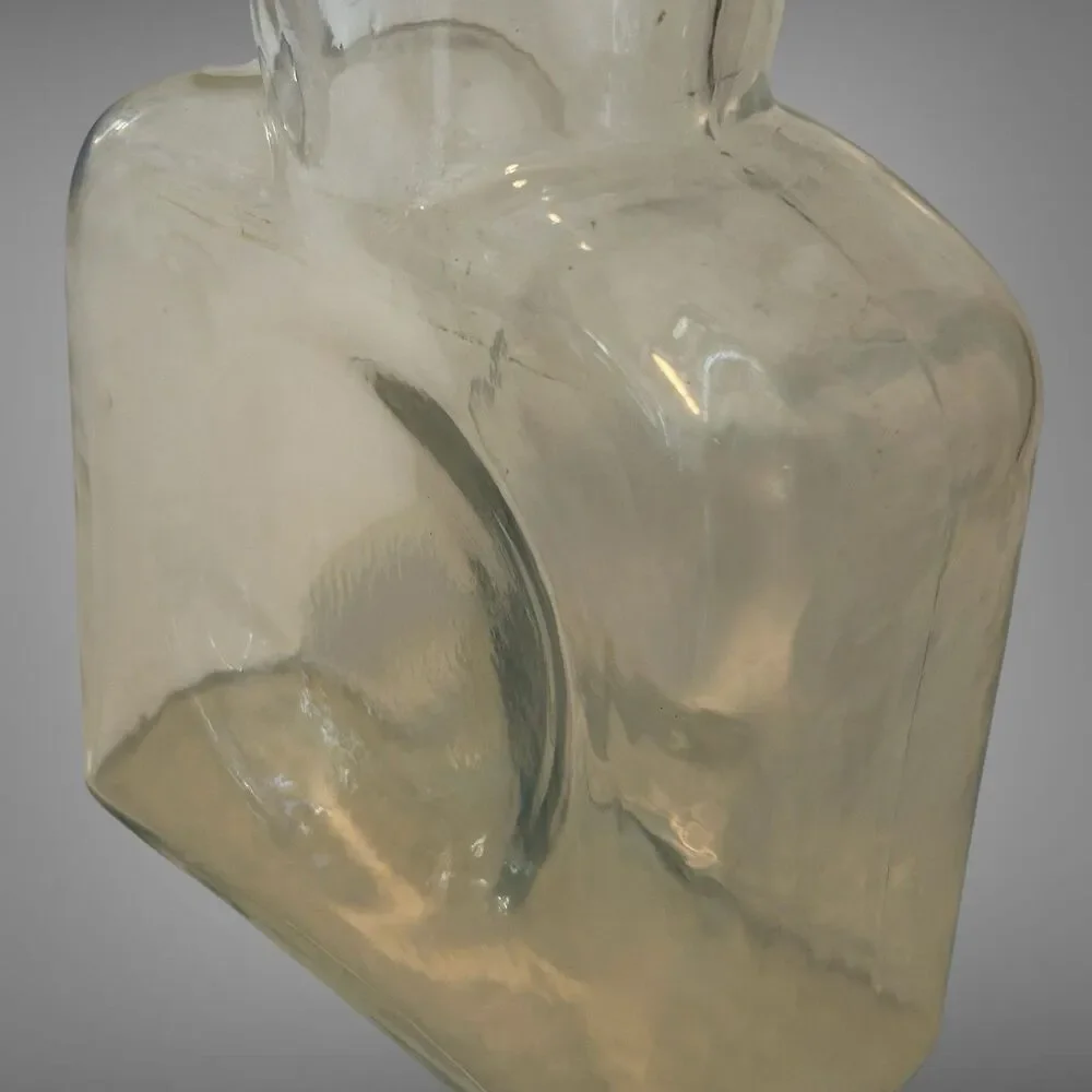 Vintage Blenko Clear Art Glass 8” Double Spout Pitcher Water Carafe Bottle